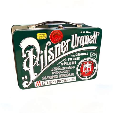 Retro Pilsner Urquell Beer Embossed Metal Lunch Box